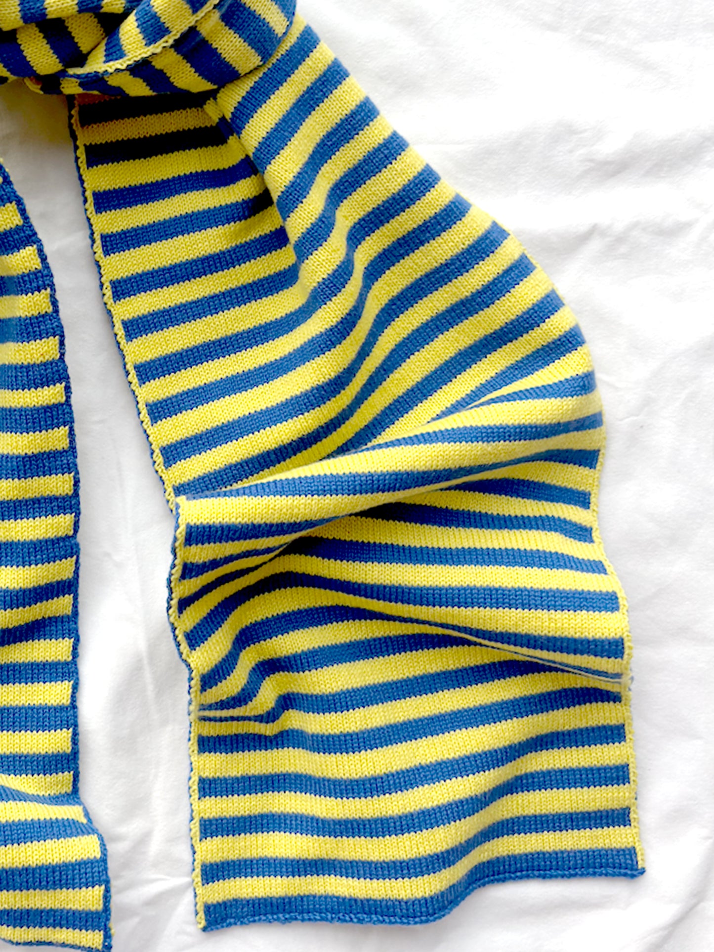 Skinny Stripe Wool and Cashmere Scarf in Blue and Yellow