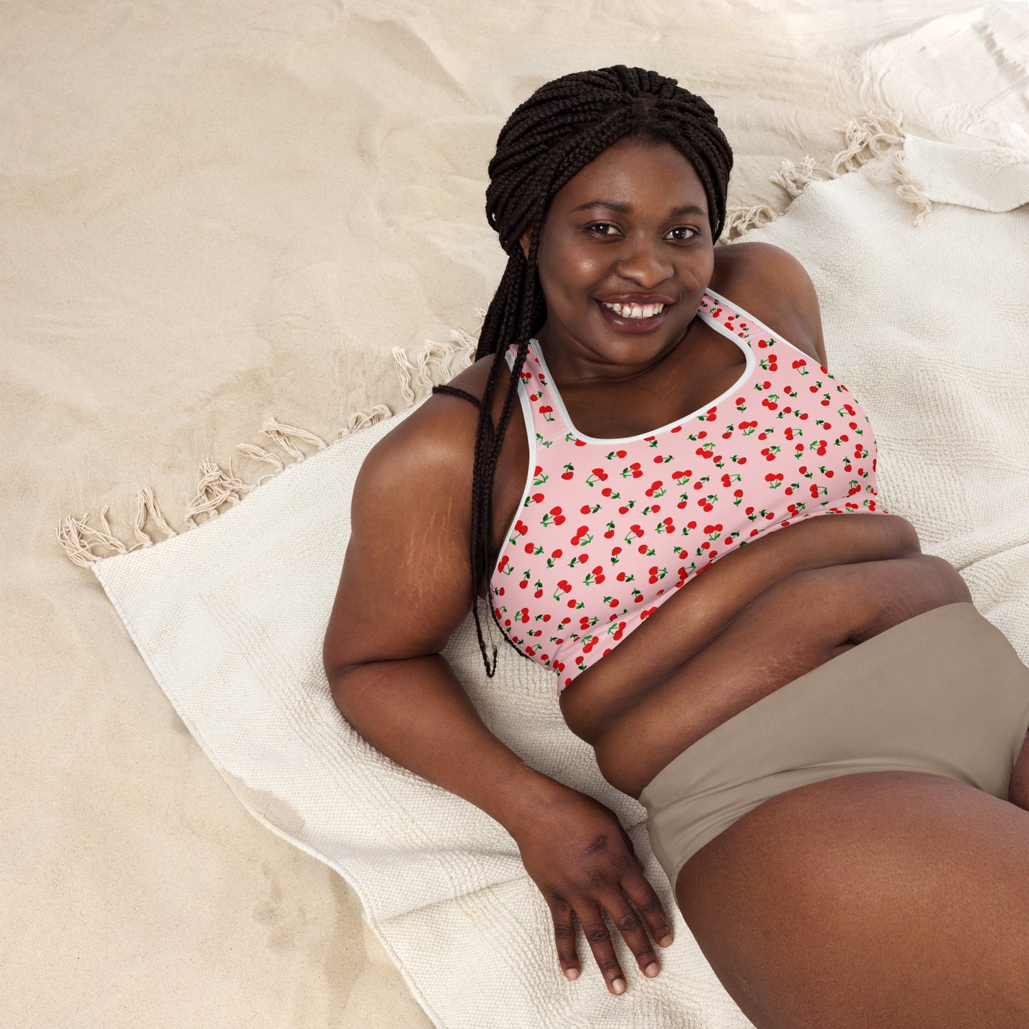 Cherry Print Padded Sports Bra