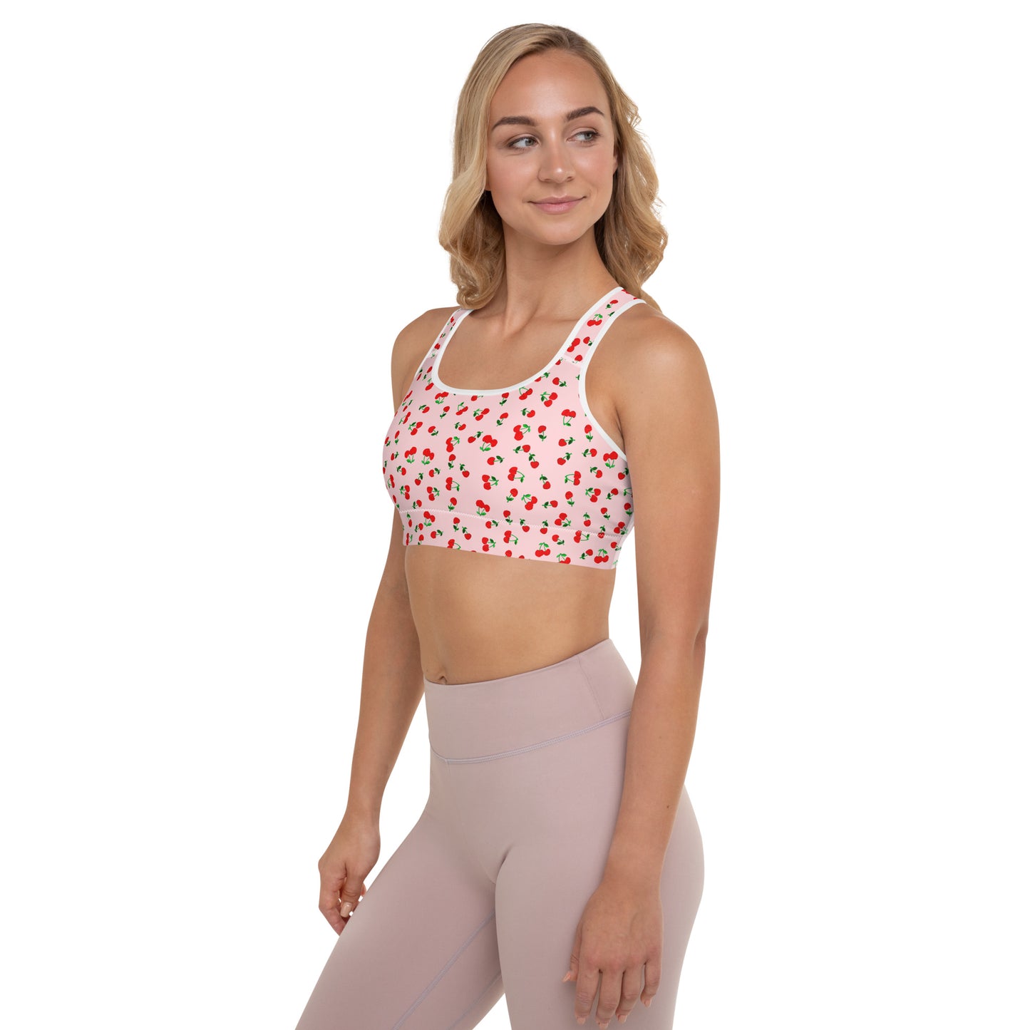 Cherry Print Padded Sports Bra