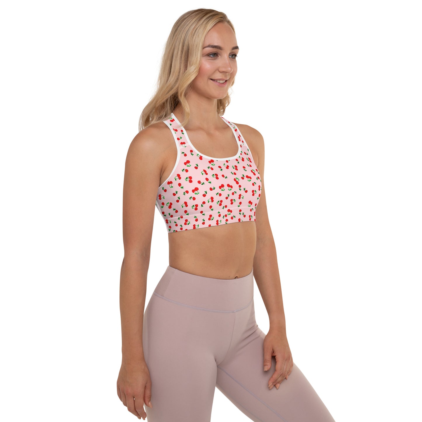 Cherry Print Padded Sports Bra