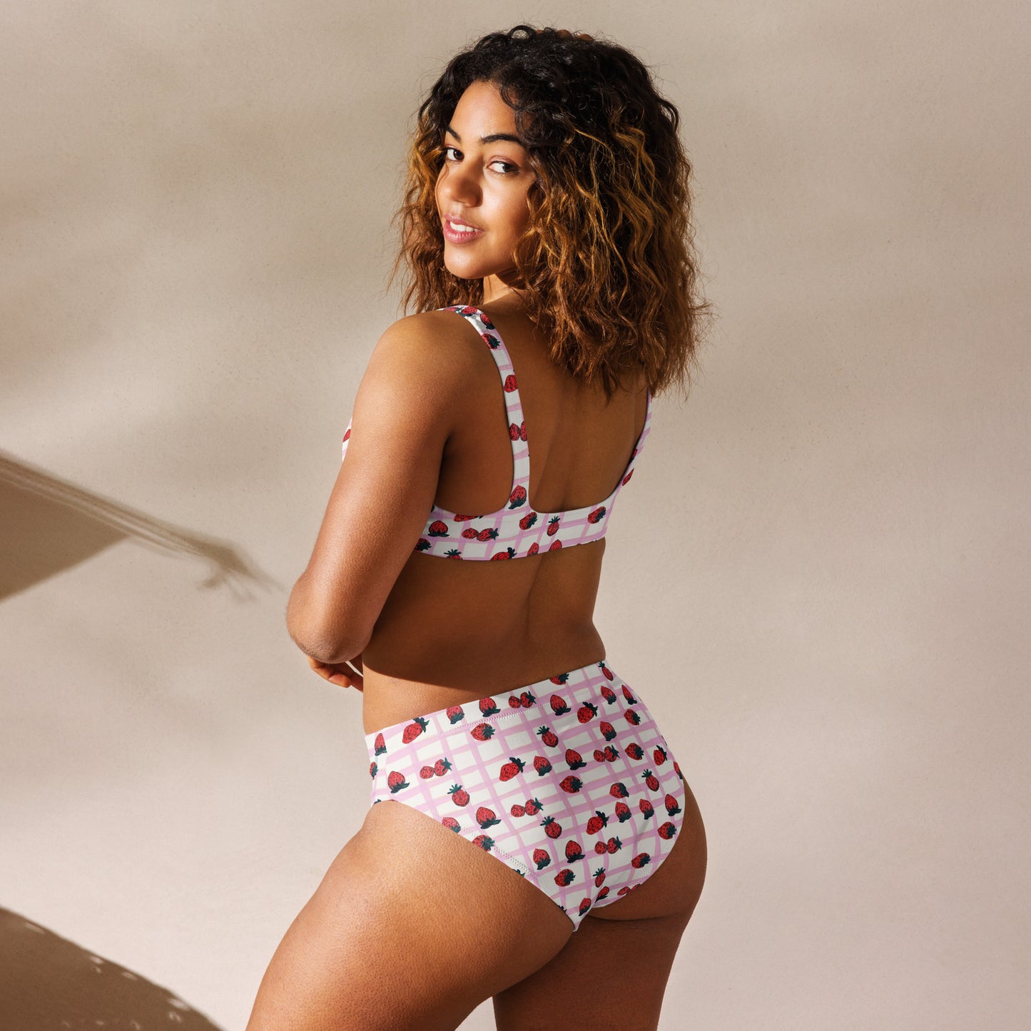 Strawberry Recycled High-waisted Bikini