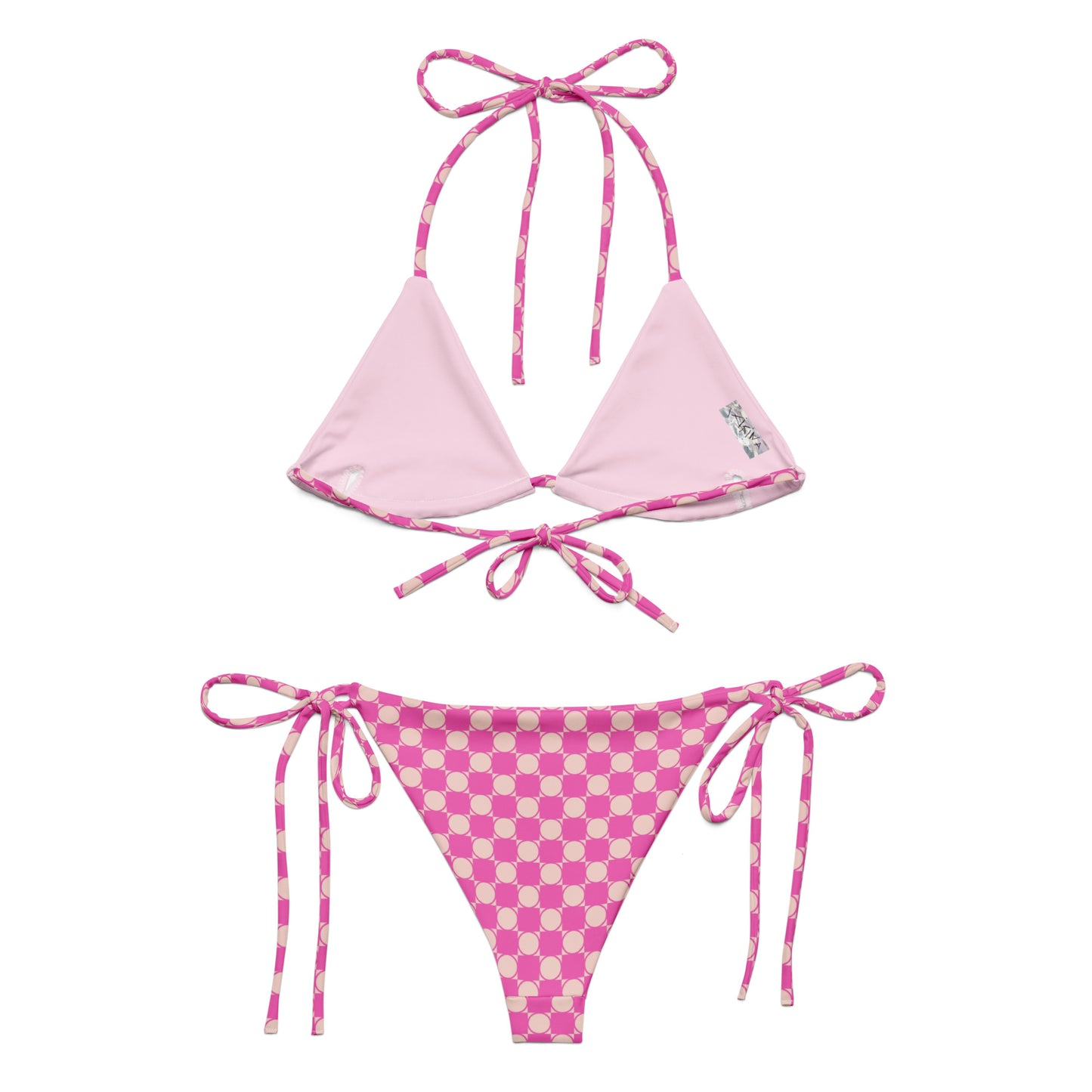 Checkered All-over print recycled string bikini