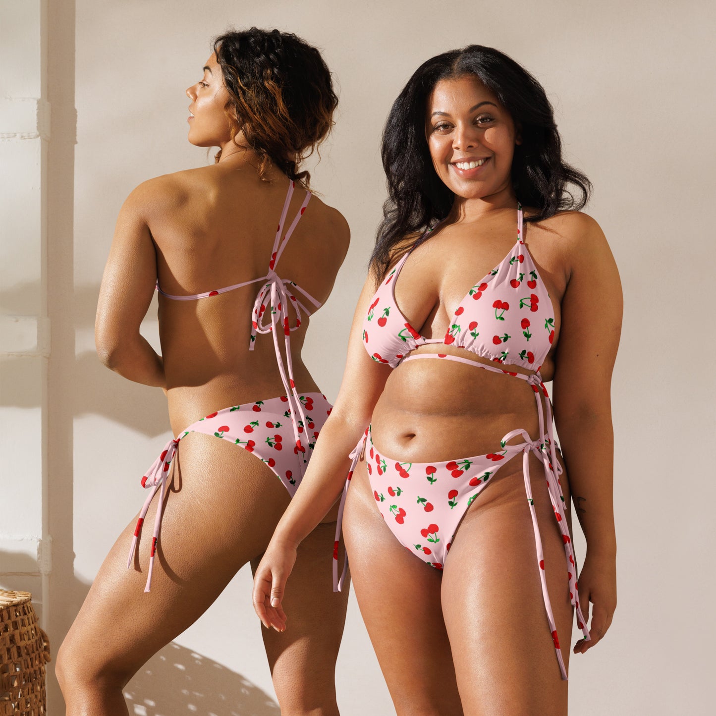 Cherry Printed Recycled String Bikini