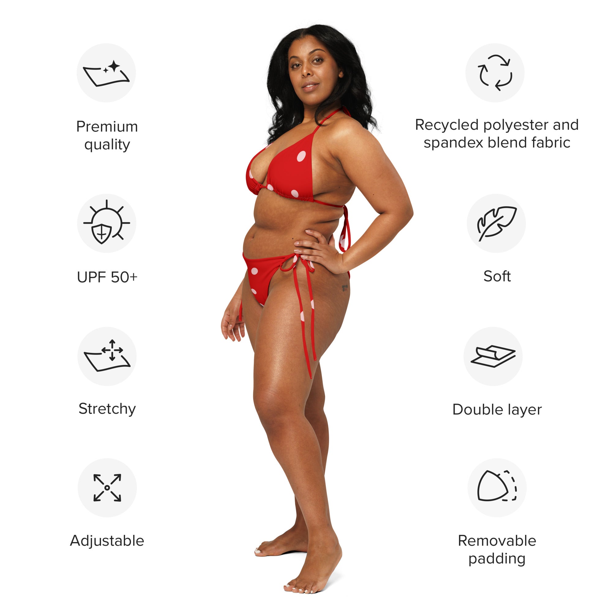 Dot recycled string bikini in Red – Kikina Designs