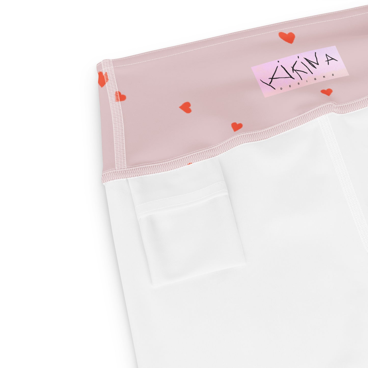 Love Heart Print Biker Shorts in Dusty Pink