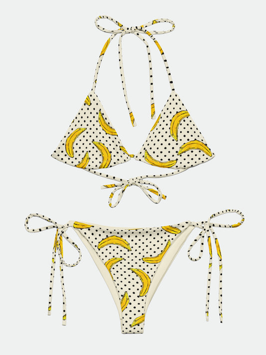 Banana Polkadot Recycled String Bikini