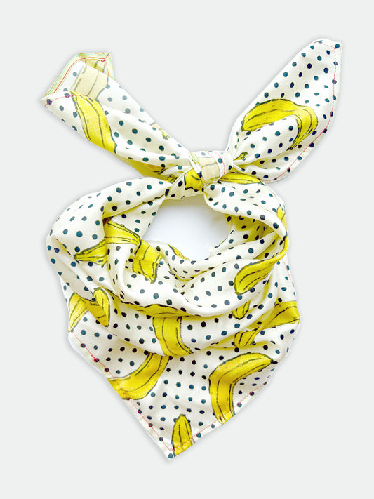 Banana polkadot Satin Silk Square Scarf