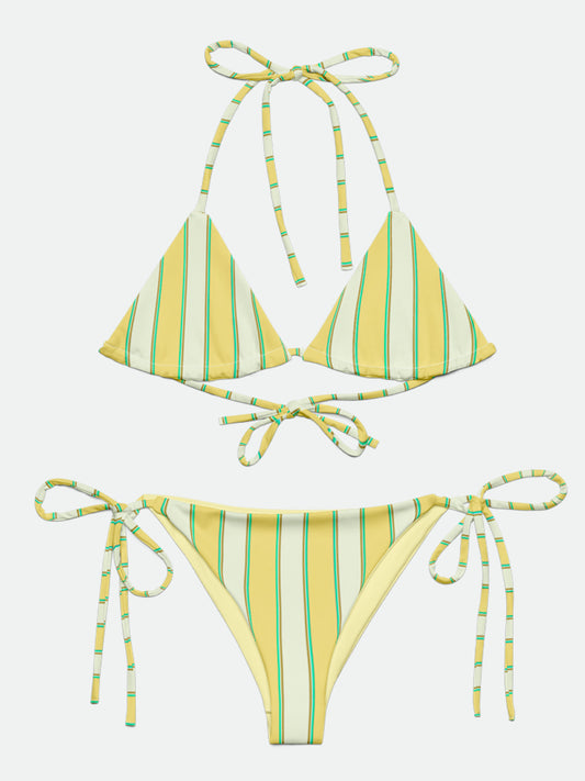 Butter yellow Stripe Recycled String bikini