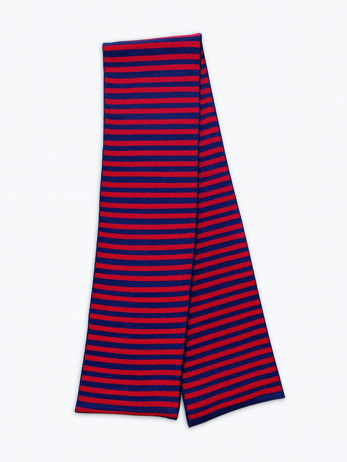 Skinny Stripe Wool and Cashmere Scarf in Red and Navy