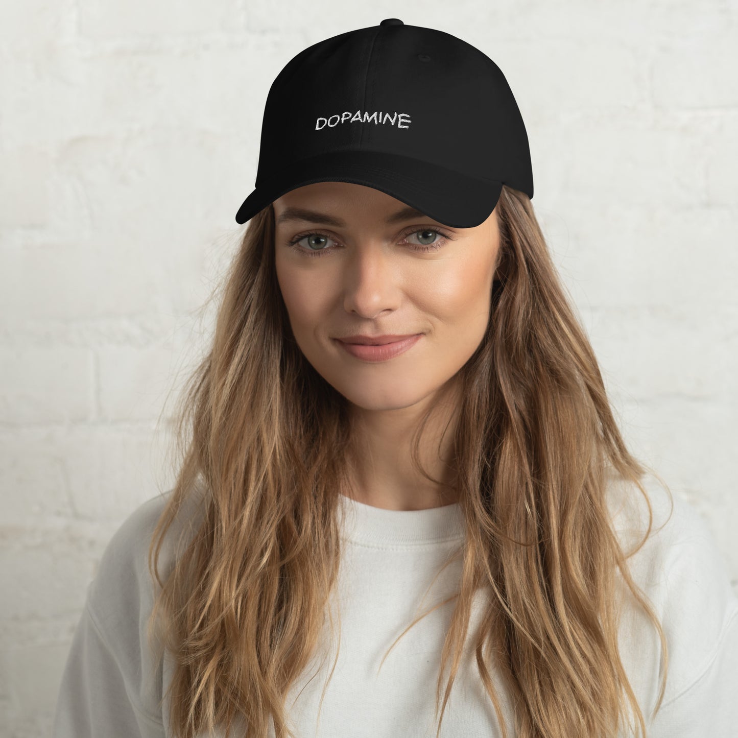 Dopamine Embroidered Baseball Hat in Bottle Green