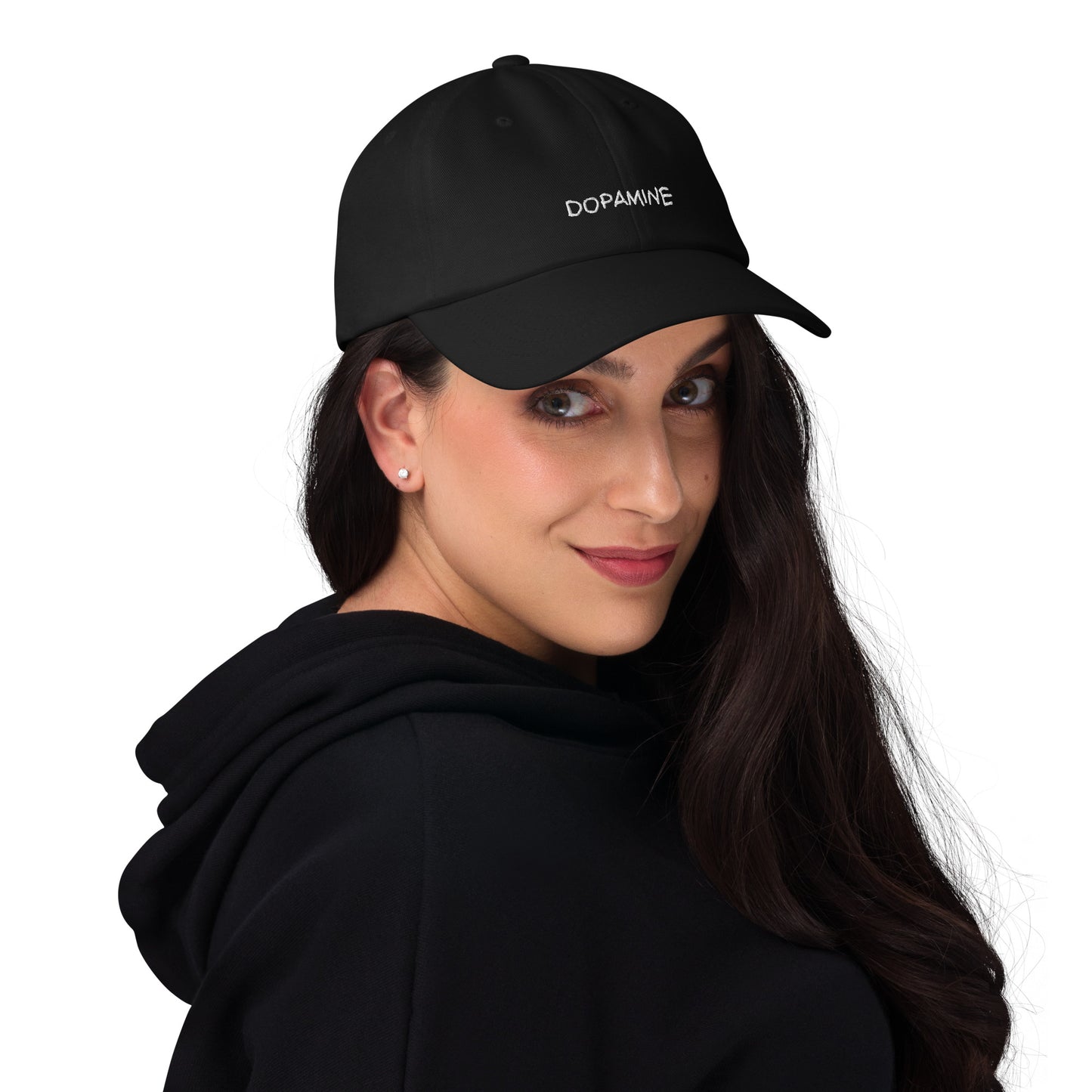 Dopamine Embroidered Baseball Hat in Bottle Green