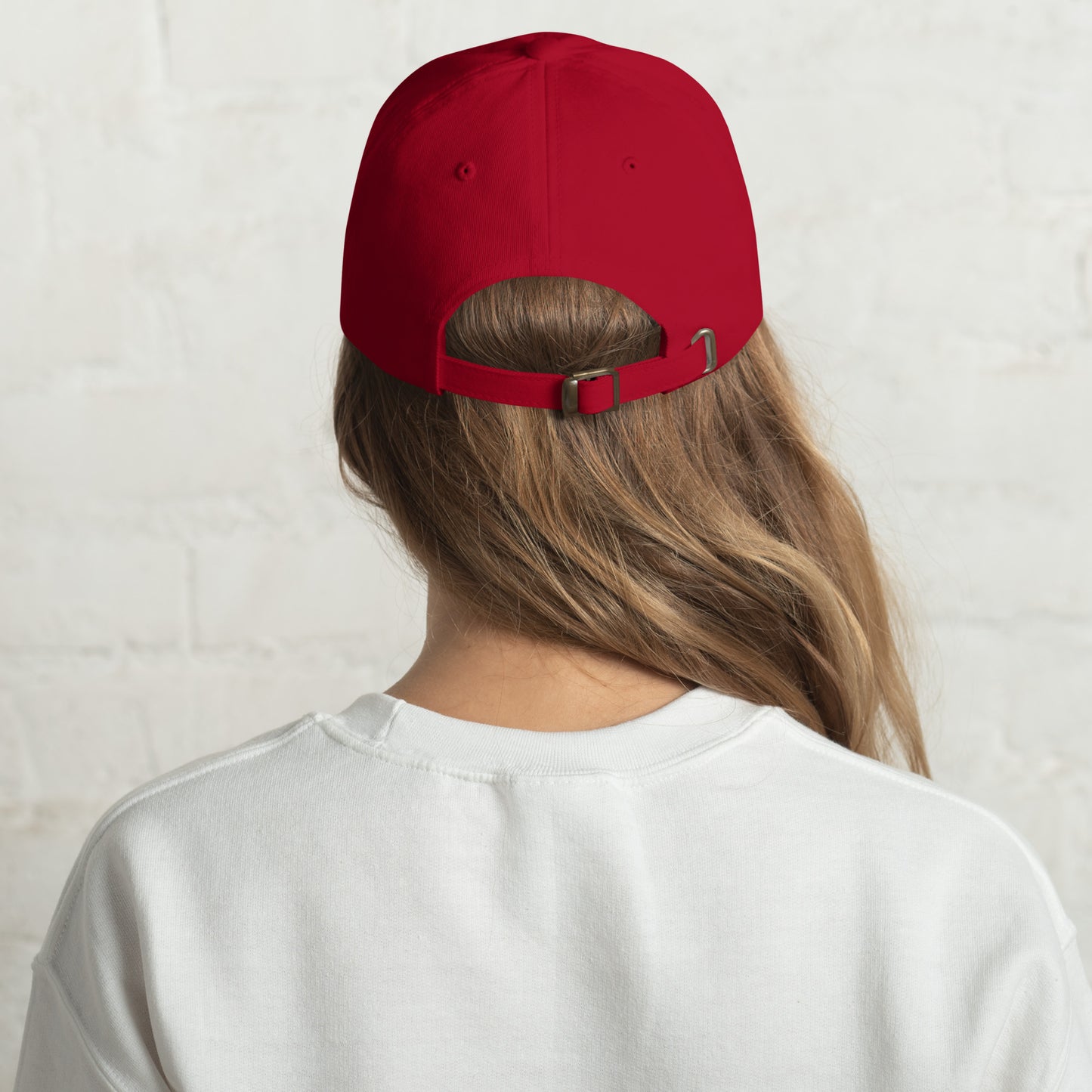 Embroidered Dopamine Slogan  Red Tonal  Cap