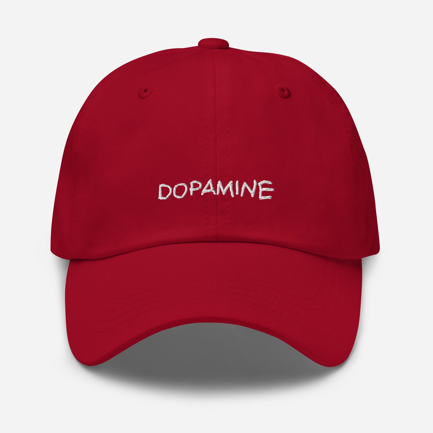 Embroidered Dopamine Slogan  Red Tonal  Cap