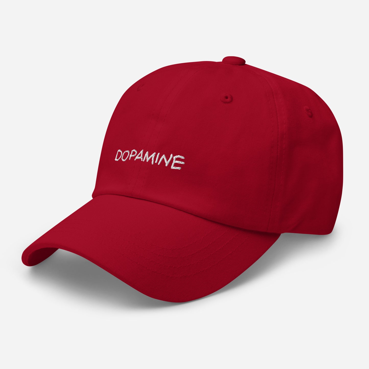 Embroidered Dopamine Slogan  Red Tonal  Cap