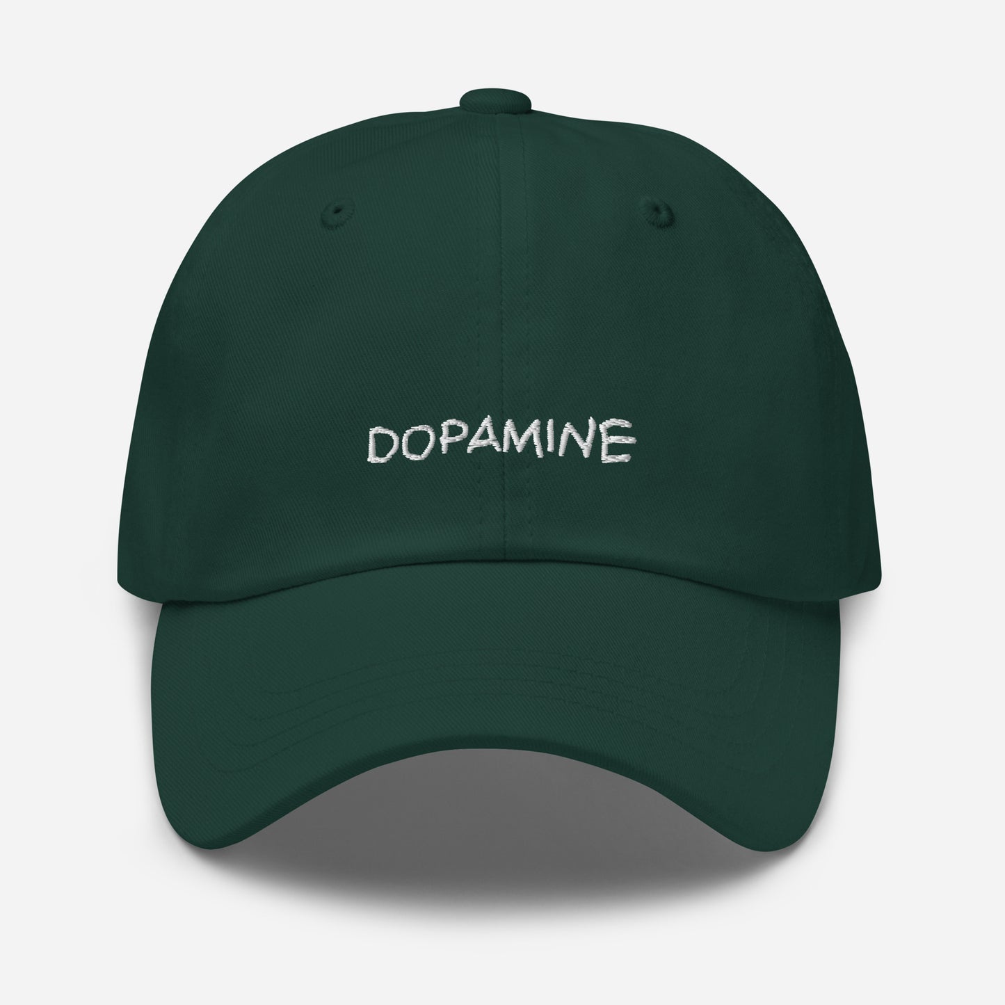 Dopamine Embroidered Baseball Hat in Bottle Green