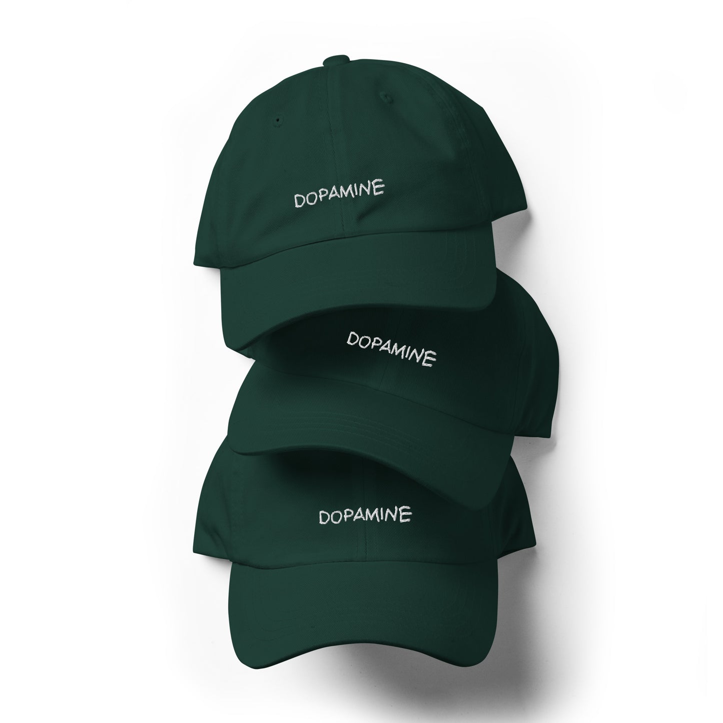 Dopamine Embroidered Baseball Hat in Bottle Green