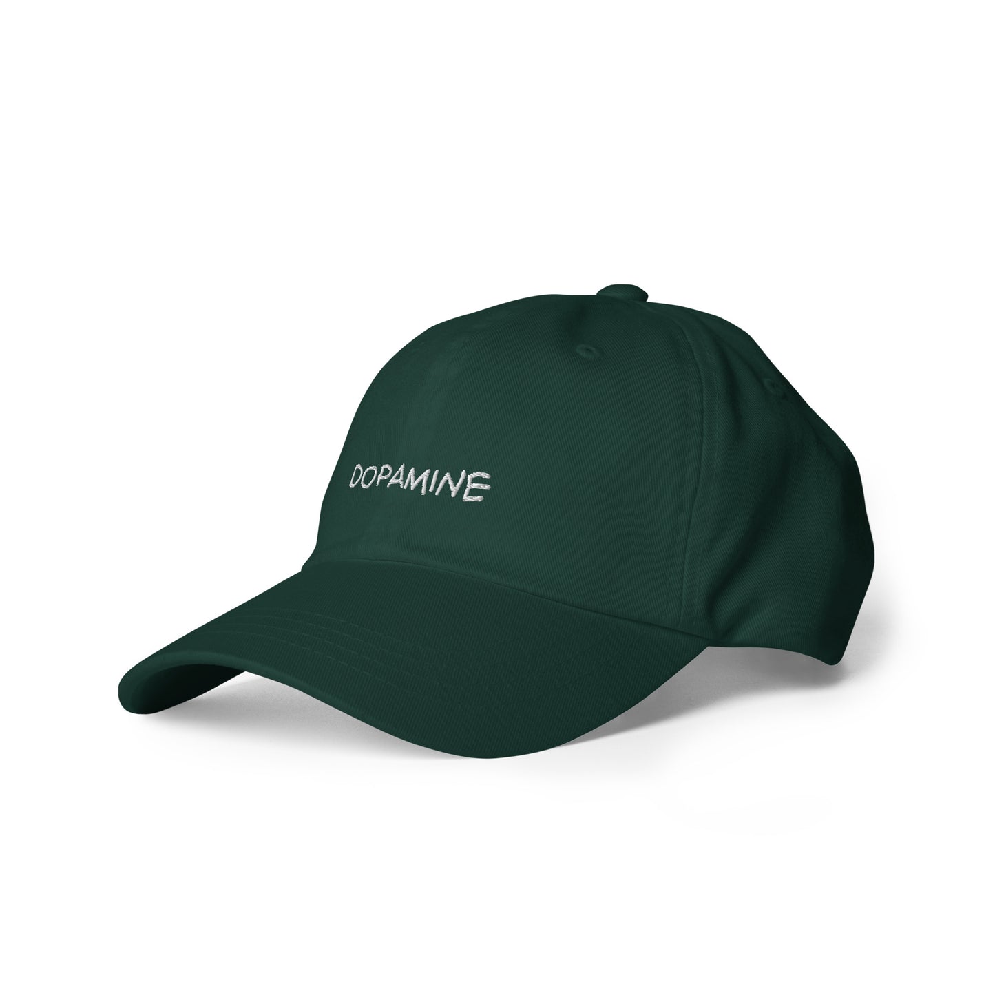 Dopamine Embroidered Baseball Hat in Bottle Green