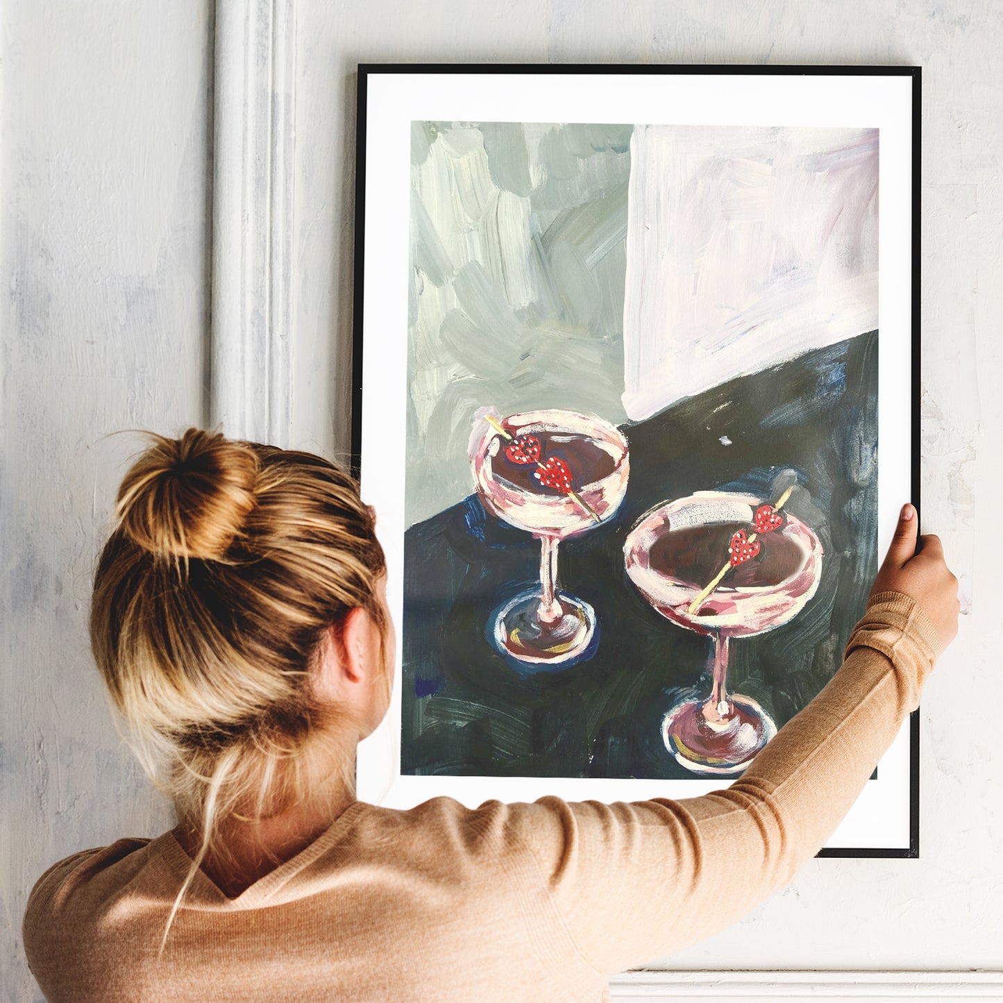 Date night. Strawberry Cocktails. Giclee Print Unframed