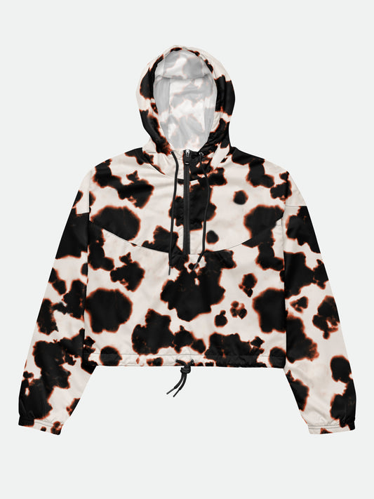 Cow print women’s cropped windbreaker