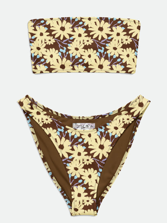 Painted Dais Recycled Bandeau Bikini on Chocolate