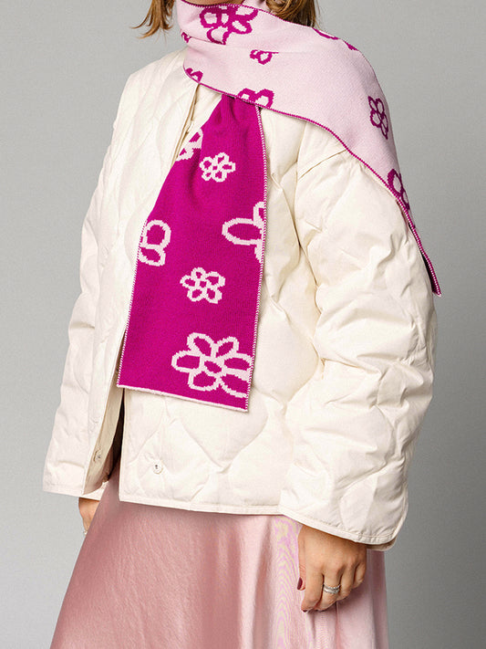 Daisy Wool and Cashmere Scarf in Wine and Pink