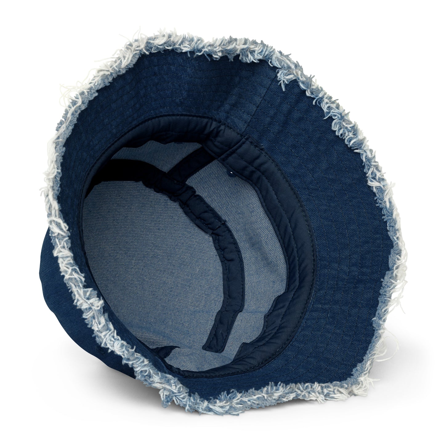 Embroidered Sardines Distressed Denim Bucket Hat