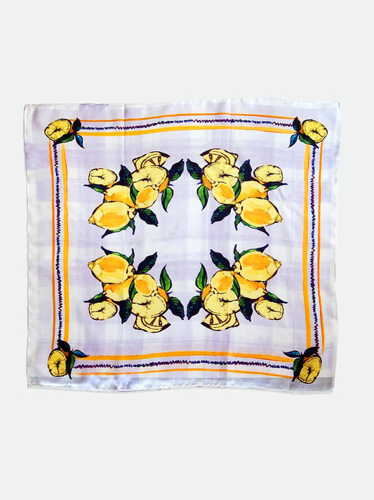 Lemon Print Satin Silk Bandana