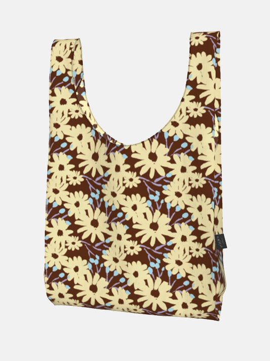 Painted Daisy Waterproof Shopper Bag in Chocolate