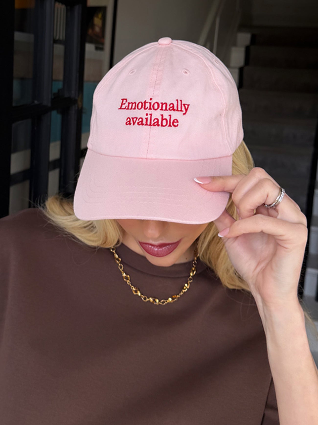 Emotionally Available Pink and Red Cap