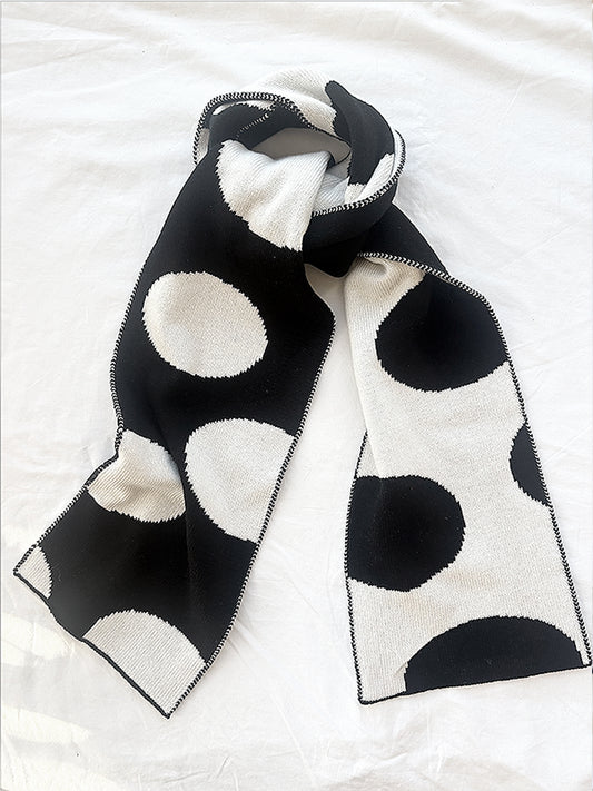 Polka Dot Wool and Cashmere Scarf in Monochrome