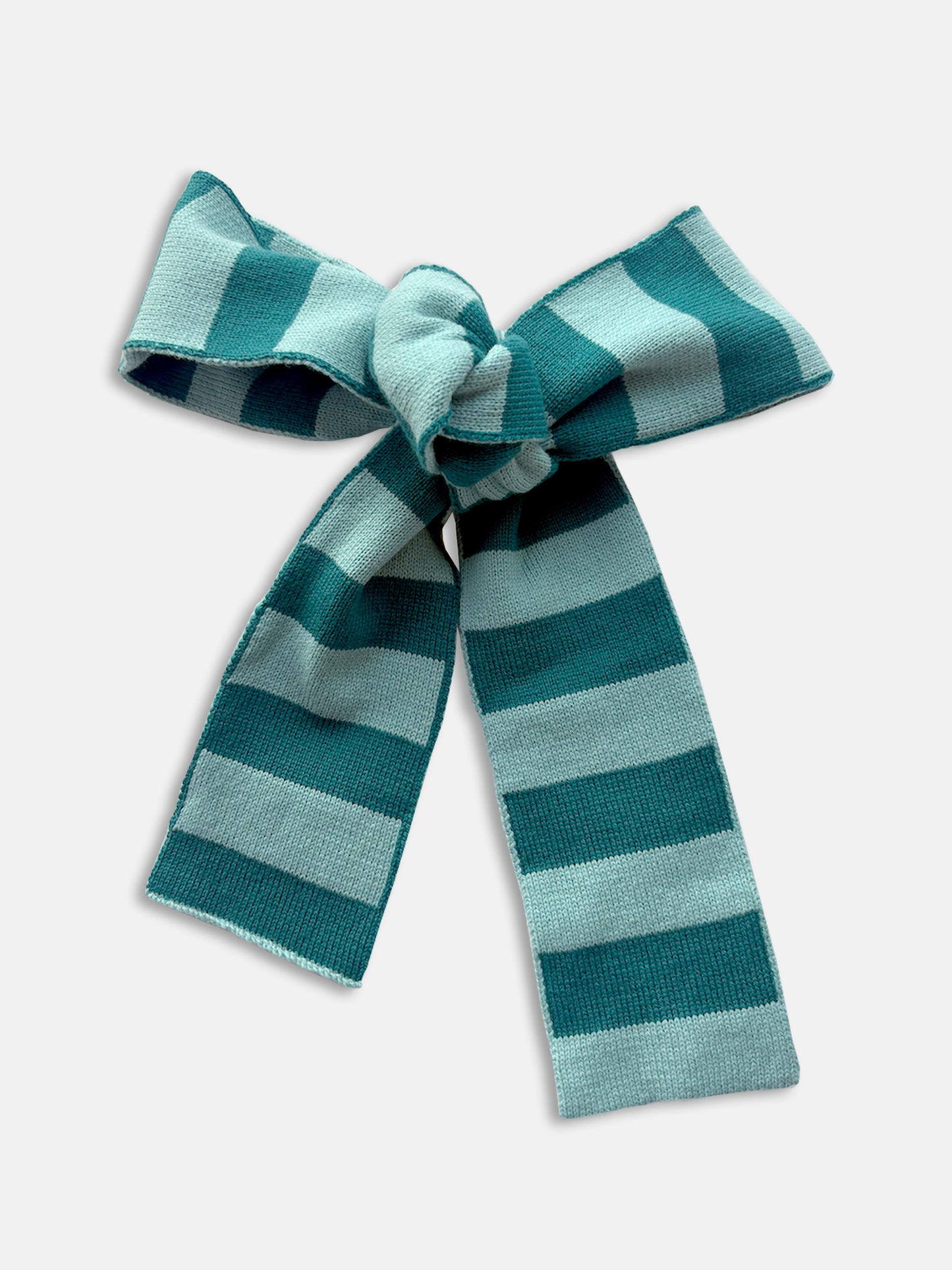 Wool and Cashmere Skinny Scarf with Stripes in Blue and Teal