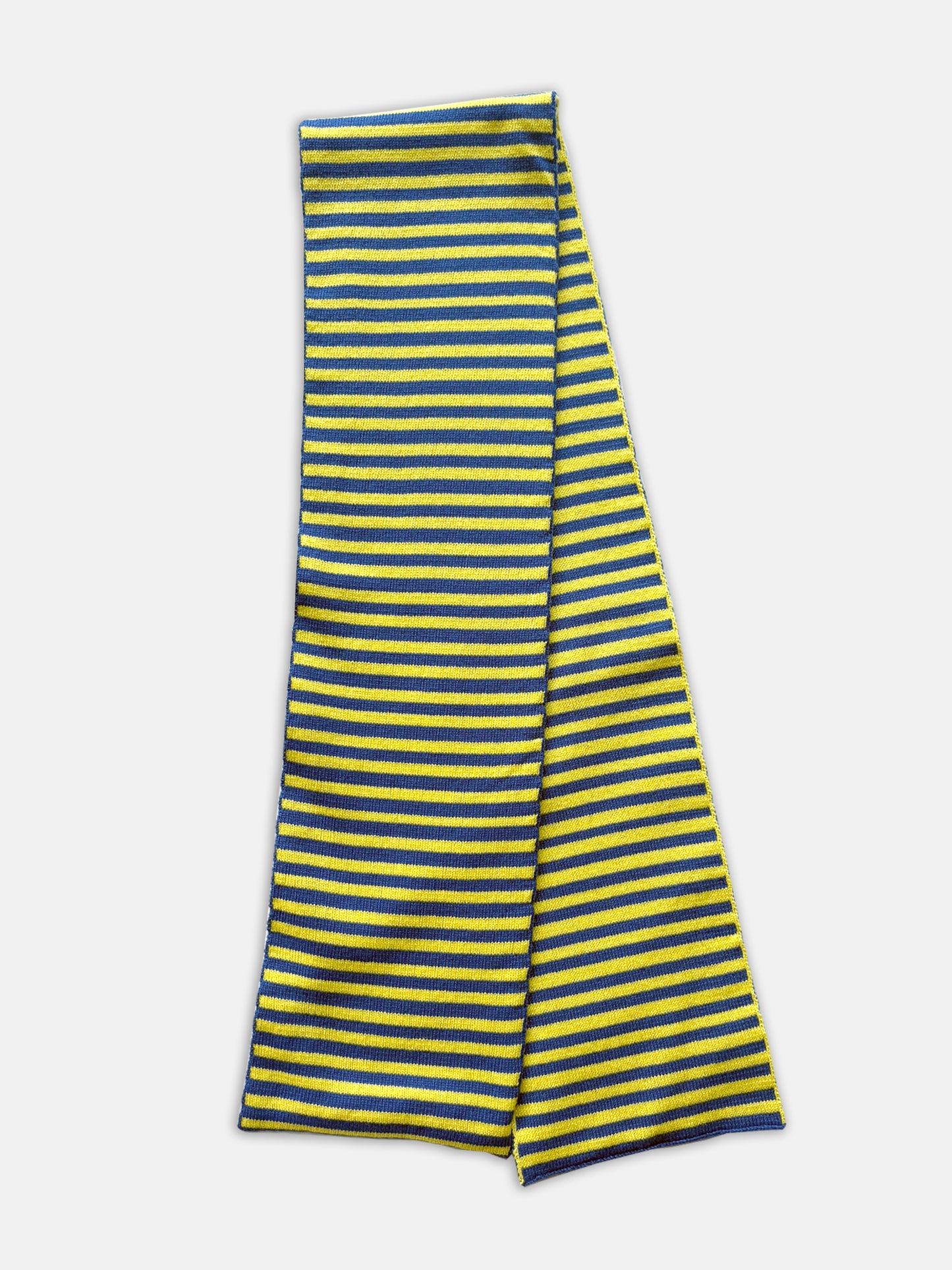 Skinny Stripe Wool and Cashmere Scarf in Blue and Yellow