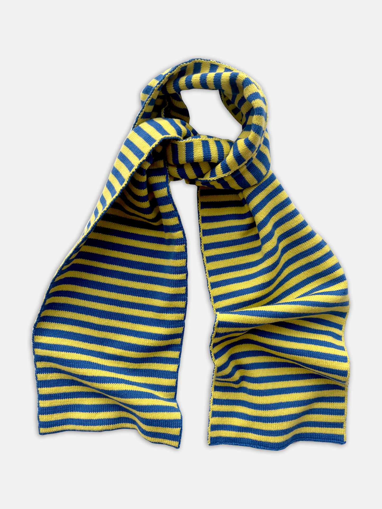 Skinny Stripe Wool and Cashmere Scarf in Blue and Yellow