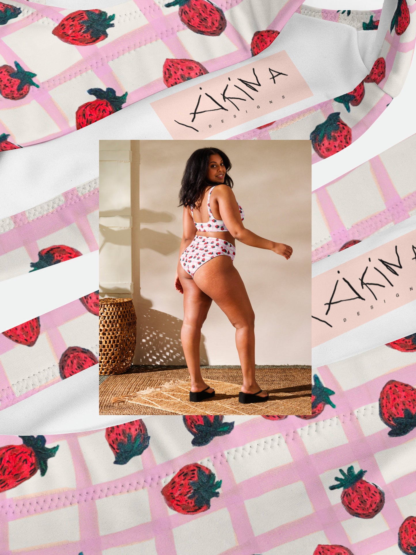 Strawberry Recycled High-waisted Bikini