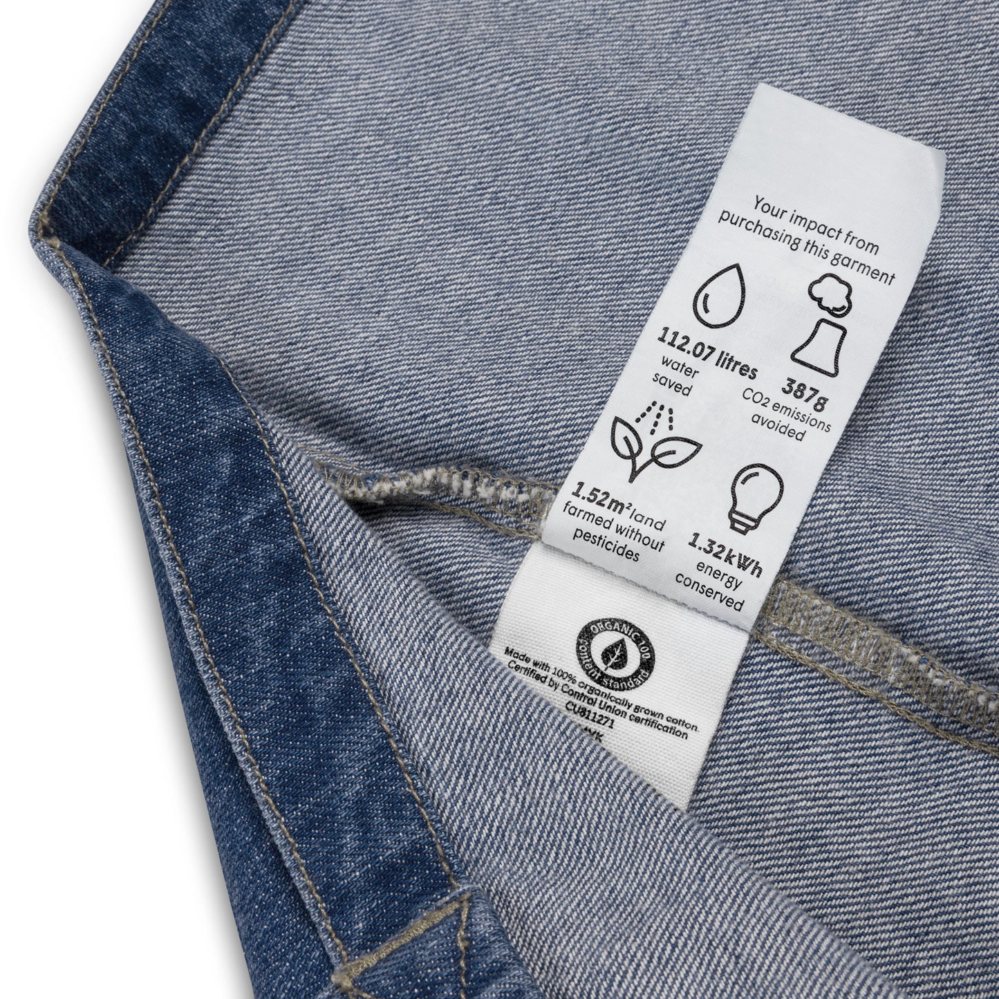Dopamine Slogan Organic Indigo Denim Tote Bag