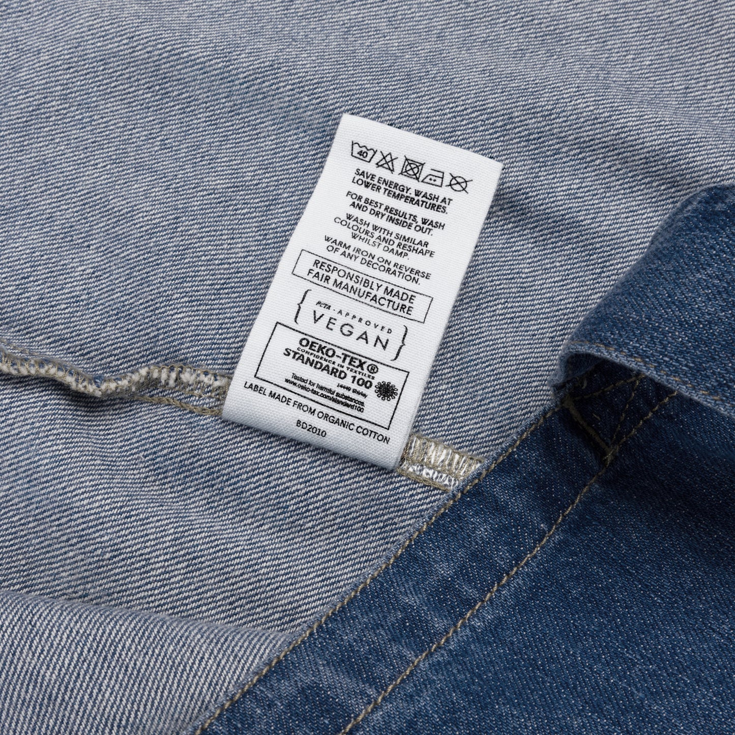 Dopamine Slogan Organic Indigo Denim Tote Bag
