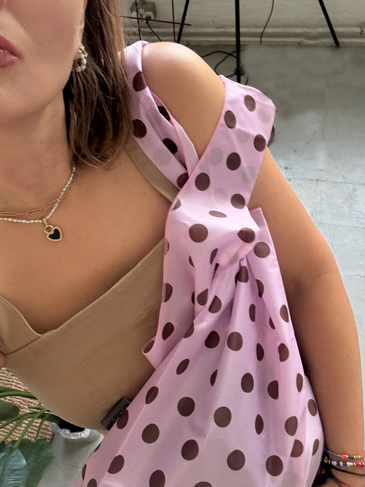 Polkadot Parachute Pink Waterproof Shopper Bag
