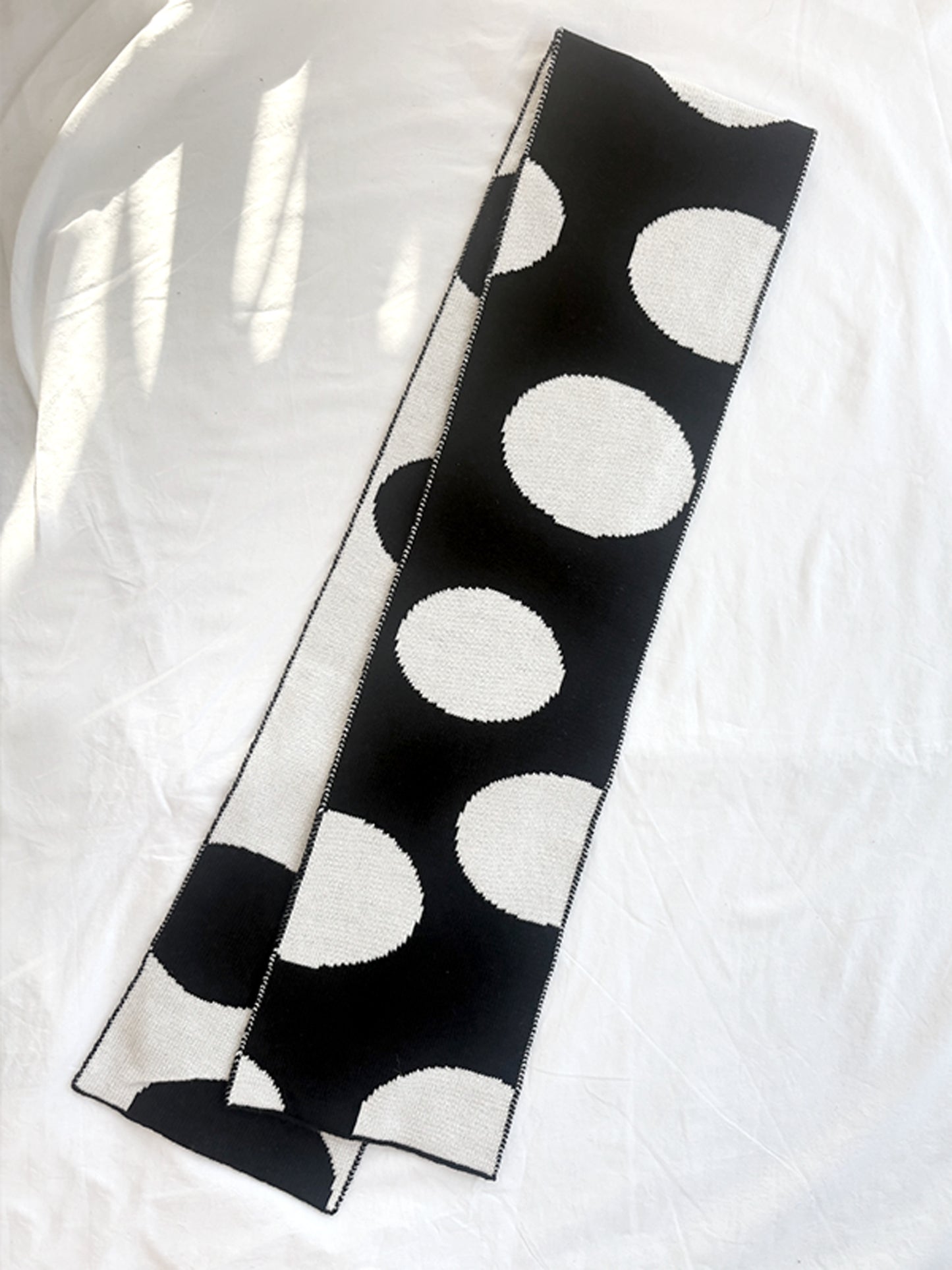 Polka Dot Wool and Cashmere Scarf in Monochrome