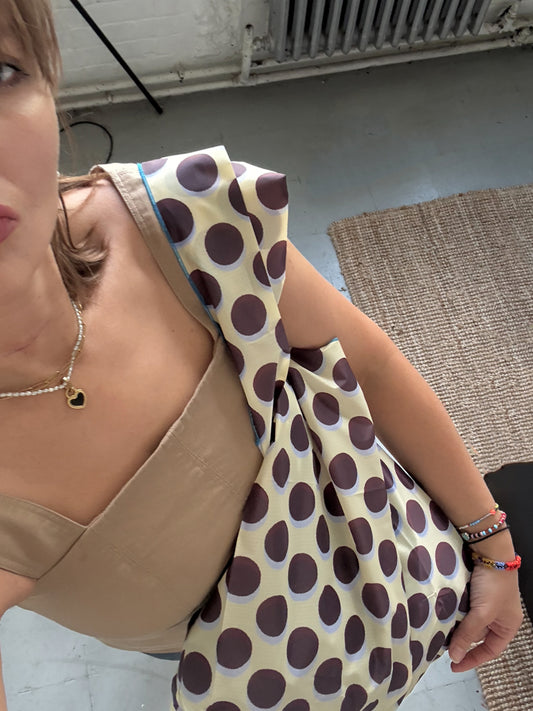 Polkadot Waterproof Shopper Bag in  in Butter Yellow