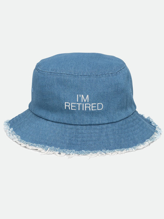 I'm Retired Distressed Denim Bucket Hat