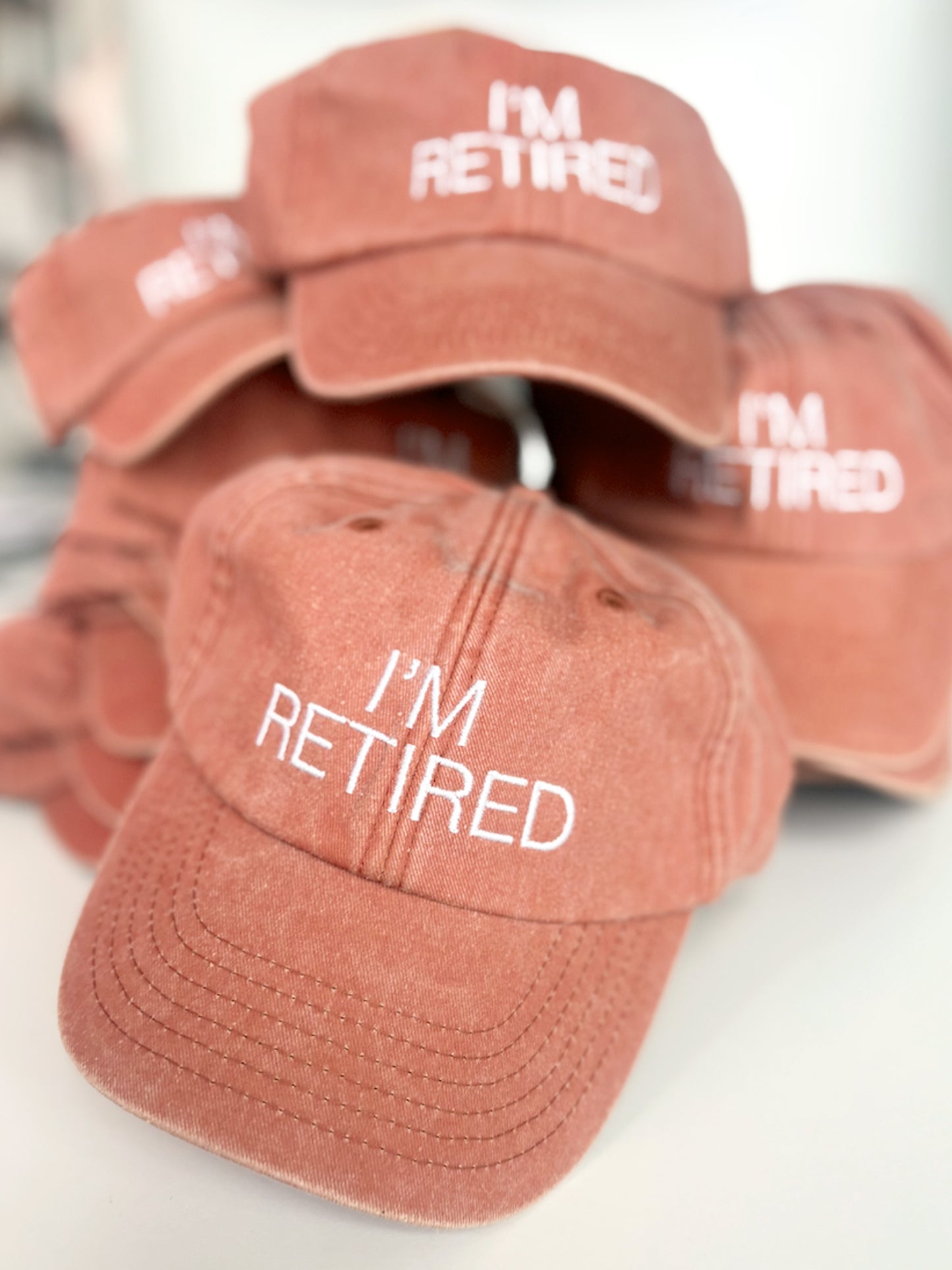 I'm Retired Embroidered Unisex Cap in Terracotta