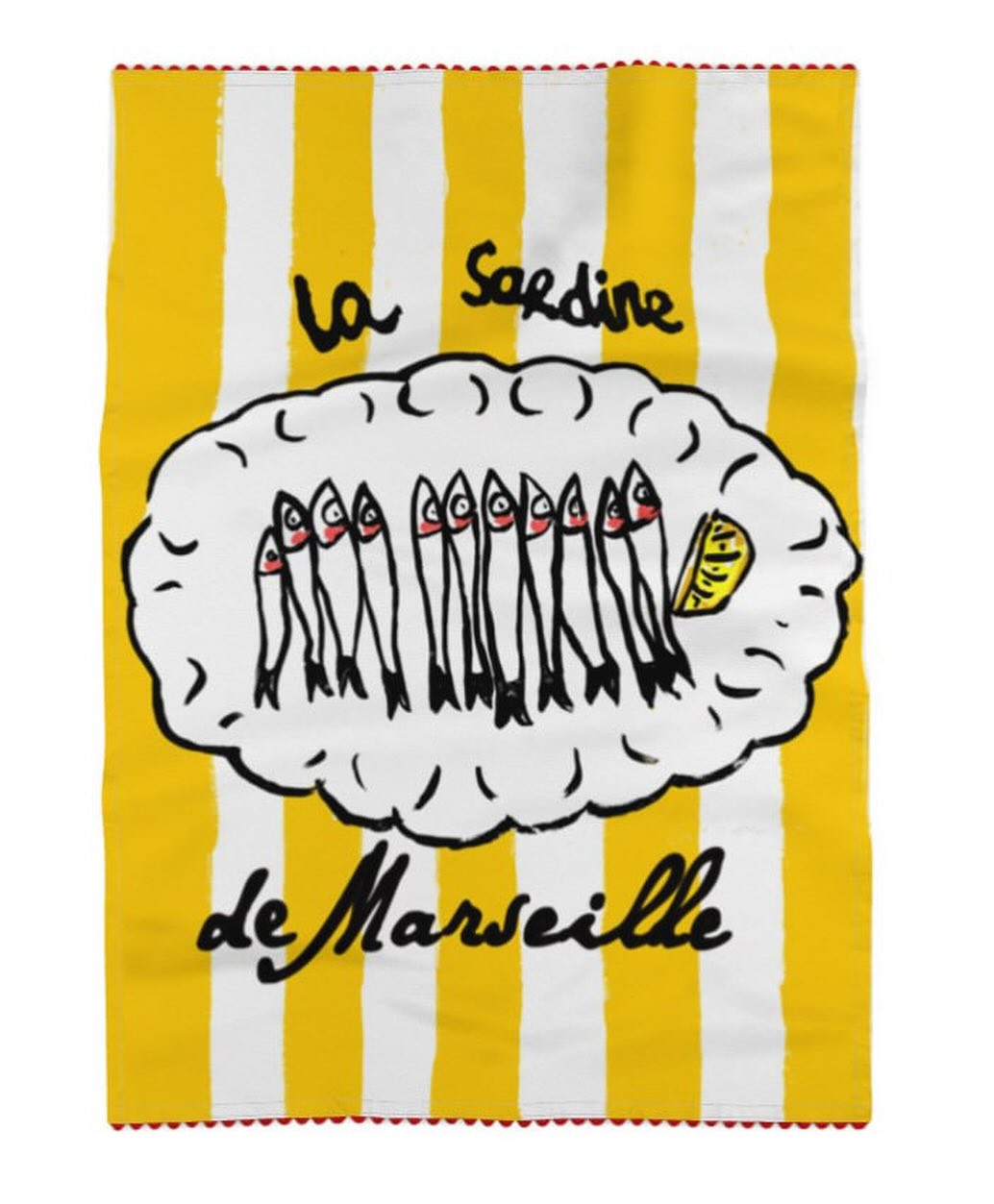 La Sardine De Marseille Painted Linen Tea Towel