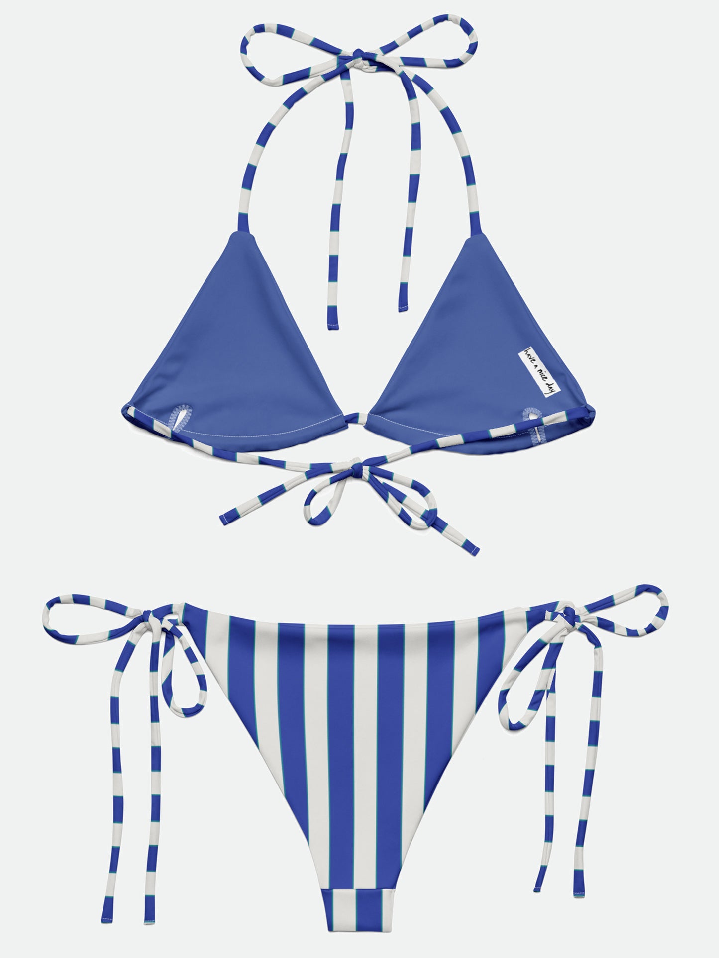 Breton Stripe Recycled String Bikini in Blue