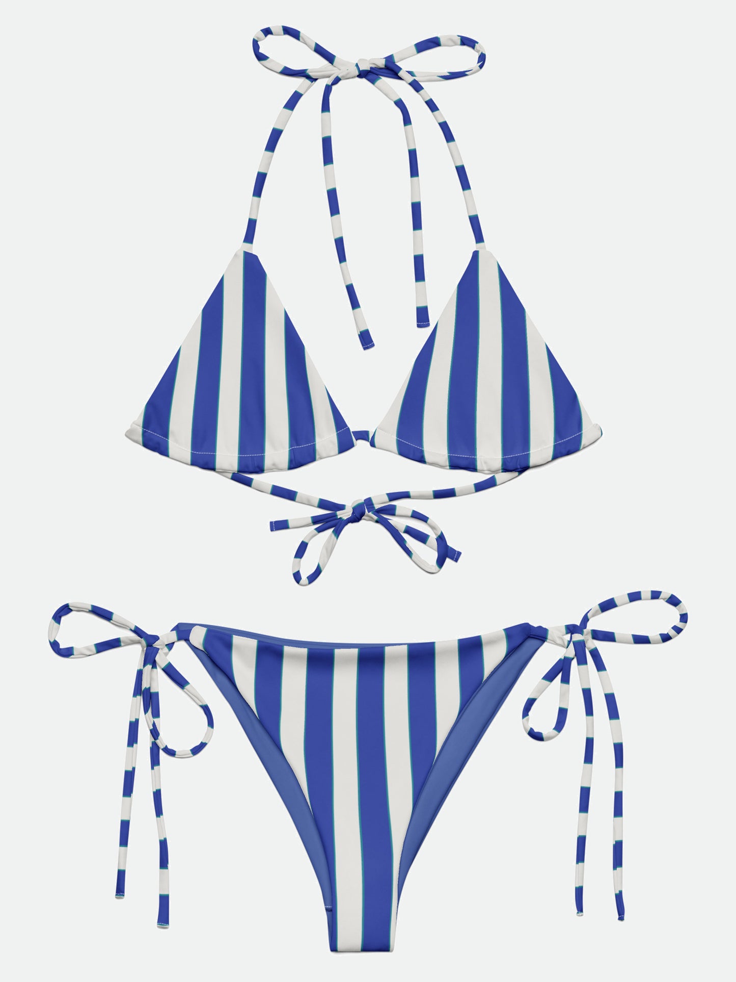Breton Stripe Recycled String Bikini in Blue
