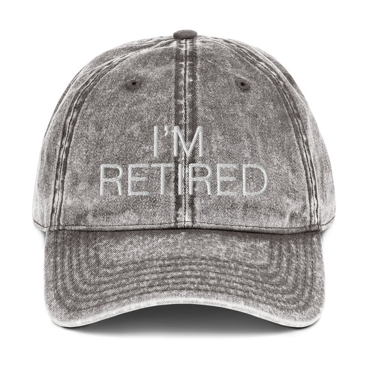 I'm Retired Embroidered Slogan Washed Cotton Cap in Light Grey