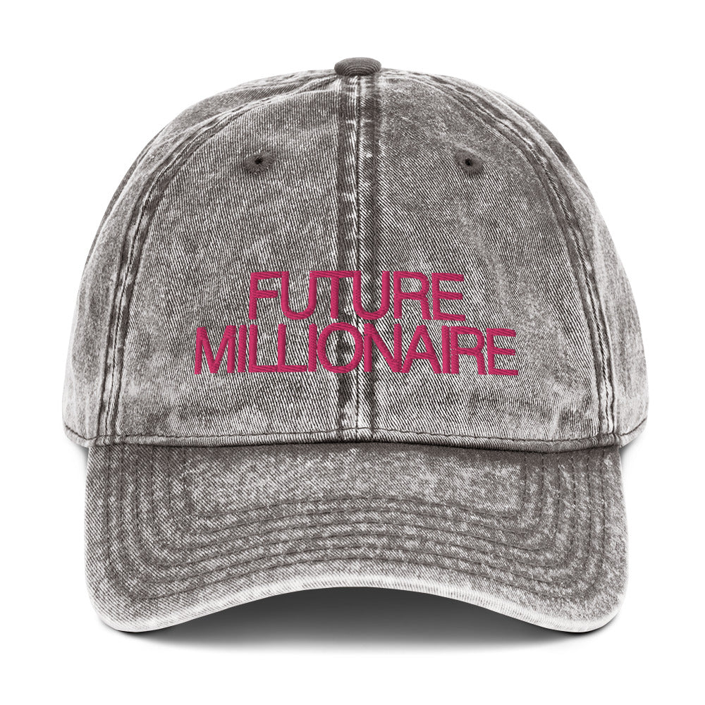 Future Millionaire Embroidered Washed Pink Unisex Cap