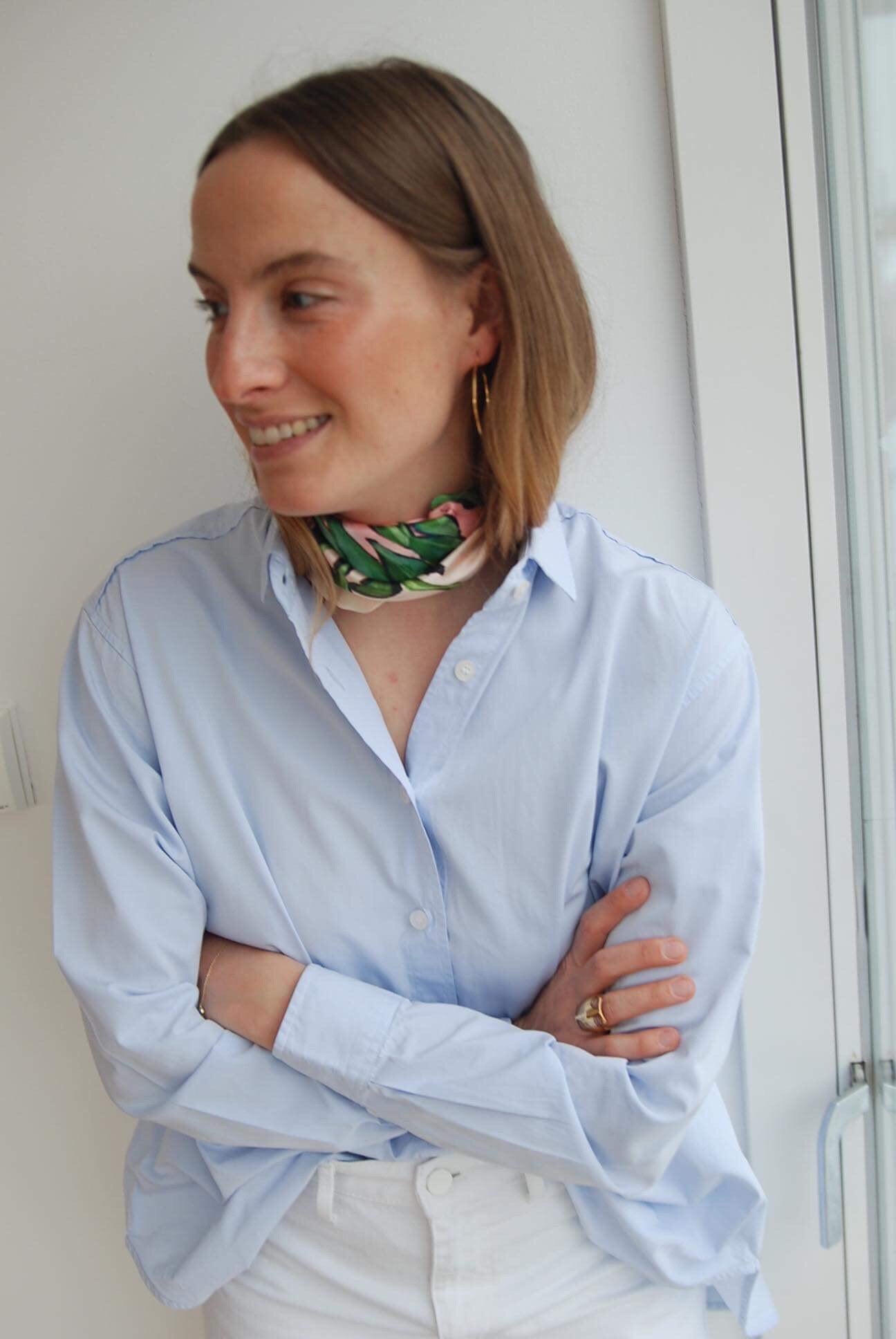 Peonies Real Satin Silk Bandana