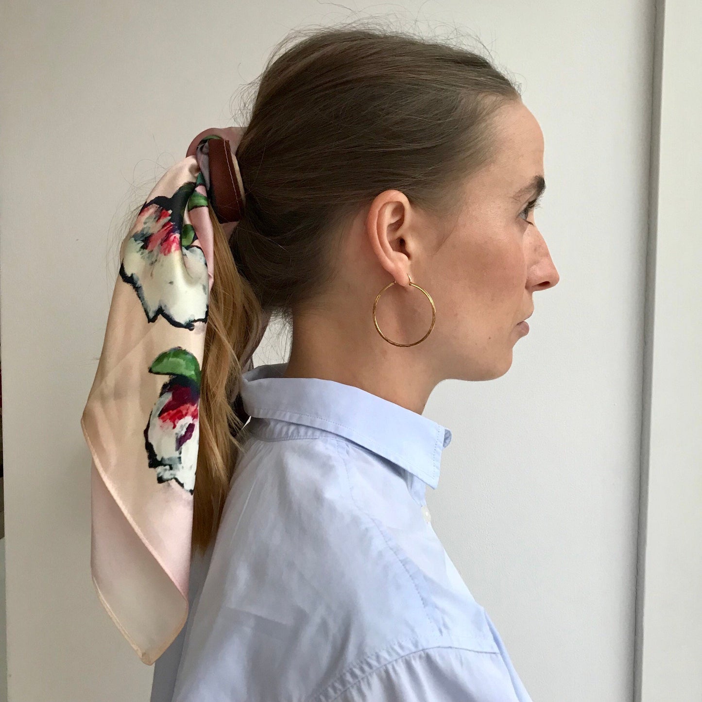 Peonies Real Satin Silk Bandana
