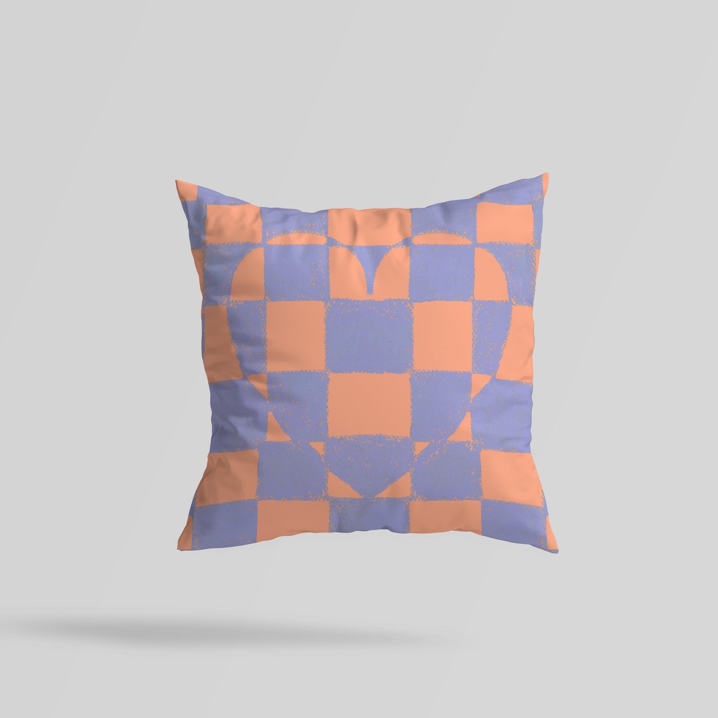 Checkered Heart Reversible Linen Look Cushion