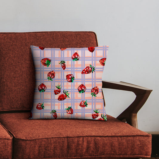 Strawberry Print Reversible Cushion